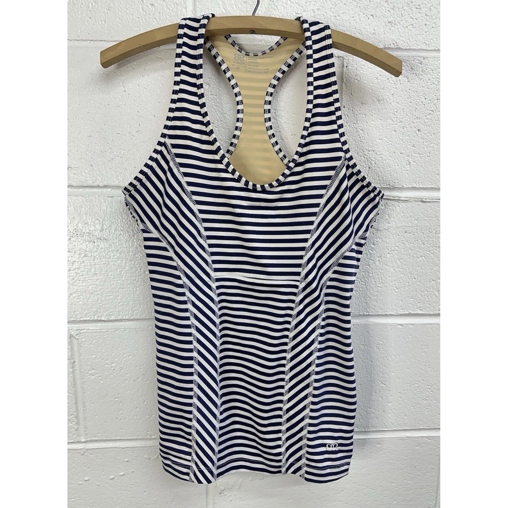 Albion Fit Love Racerback Tank Black White Striped / Women's Medium